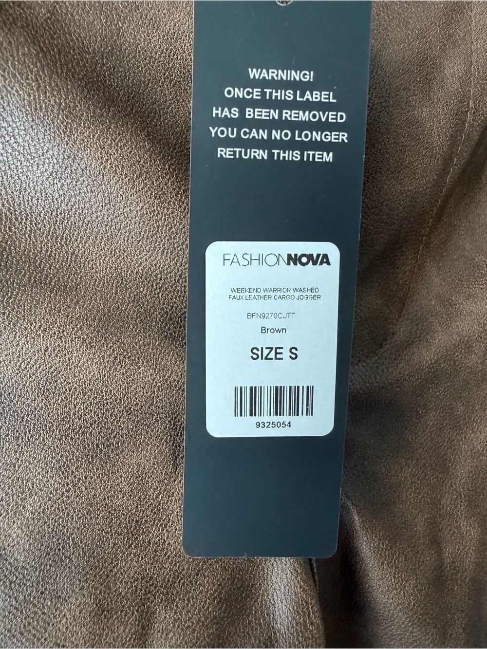 Fashion Nova Brown Faux Leather Cargo Joggers with Utility Pockets - Picture 3 of 3